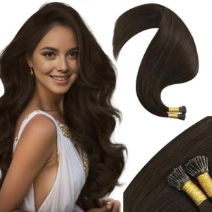 Moresoo I Tip Hair Extensions Human Hair Dark Brown I Tip Human Hair Extensions Itip Hair Extensions Human Hair Brown Pre Bonded I Tips Hair Extensions Chocolate Brown 40G 50S 22Inch