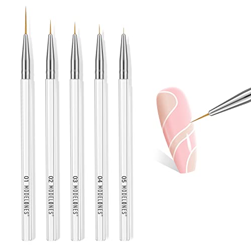 Modelones 5Pcs Nai Art Liner Brushes with 2Pcs Nail Primer and Nail Prep Dehydrator Set - Image 6