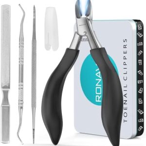 Toenail Clippers Set for Ingrown Toenails - Professional Ingrown Toe Nail Clippers with Best Curved Blade, Heavy Duty Nail Clippers Pedicure Tool with Anti-Slip Long Handle for Men/Women/Senior(Black)