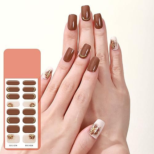 Semi Cured Gel Nail Polish Stickers Fashion Design Classical Strips Waterproof Adhesive Full Wraps Gel Nail Art Stickers - Image 7