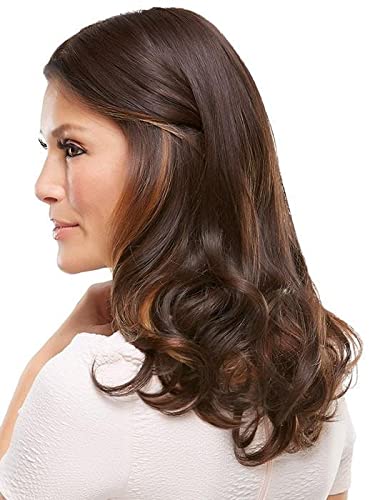EasiPart HD XL 18" Length Topper Color 4 Brownie Finale Hairpieces Heat Friendly Synthetic Clip In 1 Piece Monofilament 3” x 5.75” Base Cover Thinning Bundle MaxWigs Hairloss Booklet - Image 5
