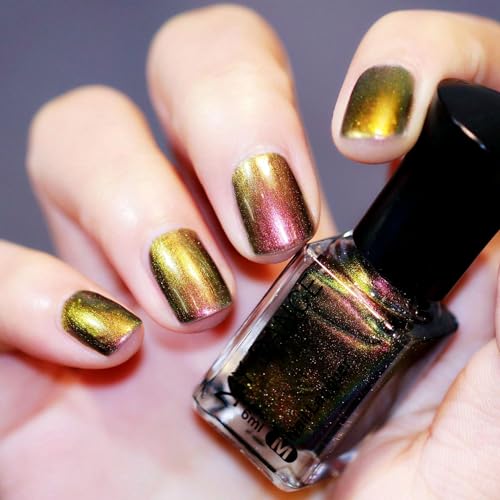 Chameleon Nail Polish Green Color Shifting, Galaxy Glossy Holographic Gel Nail Polish Glitter Fast Dry Polish, High Shine Finish Glossy Halo Manicure Set for Home Salon - Image 6