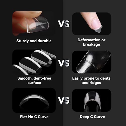 UNA GELLA Short Coffin Nail Tips 216pcs Short Coffin Press On Nails 12 Sizes Short Coffin Gel X Nail Tips Full Cover Nail Tips Soft Gel Acrylic Clear Fake Nails Extension for Home DIY Nail Salon - Image 4