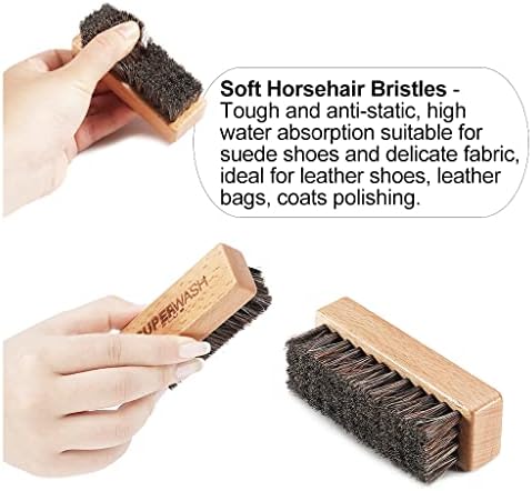 Shoe Brush for Cleaning, Horsehair Bristles Wooden Shine Shoe Brush Cleans Leather, Suede, Nubuck and Delicate Textiles - 3 Pack - Image 6