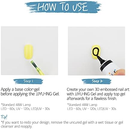 3D Embossing JJYU-ING Gel for Nail Art, Glitter Silver 10g(0.35oz) 3D Nail Polish Gel alternatives Embossed Character Nail Art Design Color Drawing DIY at Home Made in Korea - Image 6