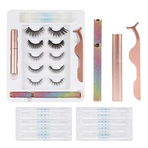 magnetic eyelashes & eyeliner kit reusable with two different eyeliner, Pen and liquid eyeliner, cleaner Tips,5 pairs of cleaners,5 pairs natural office and party look