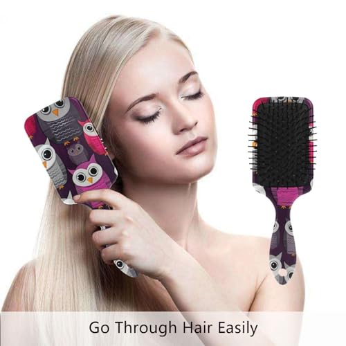 Owls on Red Purple Massage Comb, Hair Detangler Brushes, Hair Brush Men - Image 4