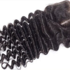 Wholesale Mid Part Lace Front Top Closure 10" Indian soft Virgin Remy Hair deep wave 55 Queen Hair Colour #1b
