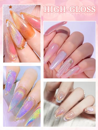 EBANKU Rainbow Cat Eye Gel Nail Polish Universal Holographic 9D Cat Eye Magnetic Gel Polish with Magnet Stick, Shiny Glitter Chrome Gel Polish Soak Off Gel Nail Art Salon Manicure DIY at Home 10ML - Image 3