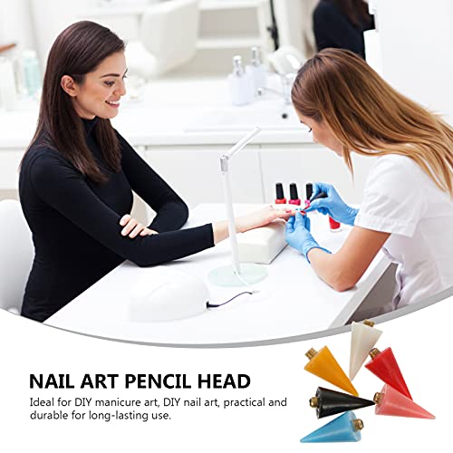 6pcs Point Drill Crayon Tip Dotting Pen Wax Head Rhinestone Picker Gems Pen Head Jewelry Picker Head Black Rhinestones Nail Art Point Drill Pen Nail Gems Acrylic Drilling Pencil - Image 5