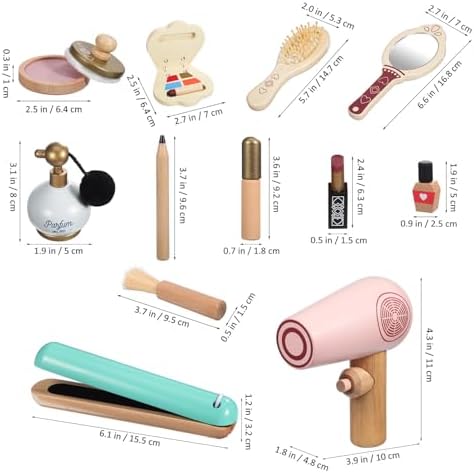 SAFIGLE Kids Makeup Kit for Girl Wooden Makeup Toy Set for Toddlers Pretend Wood Beauty Salon Toys Set for Kid Children Princess Birthday Gift Toy for Little Girls - Image 5