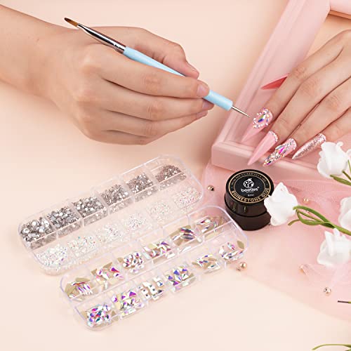beetles Gel Polish Red Gel Liner Nail Art Glow in the Dark Luminous Blue Gel Manicure Halloween Fall Winter Gel Nail Art Rhinestones Glue Set for Diy Nail Art - Image 9
