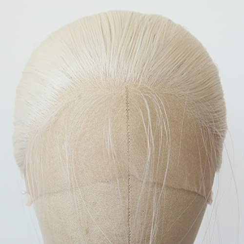 Platinum Blonde Synthetic Lace Front Wig Long Straight Lace Front Synthetic Wig Pre Plucked Natural Hairline Glueless Heat Resistant Fiber Hair Wig for Fashion Women (Platinum Blonde) - Image 9