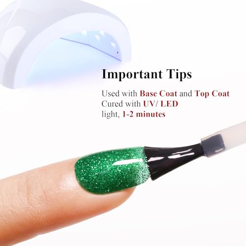 Glitter Gel Polish,Christmas Green Glitter Gel Nail Polish Sparkle Shimmer Gel Glitter Nail Polish Fall Winter Soak off LED UV Gel Nail Polish for Art DIY Manicure 15ML - Image 5