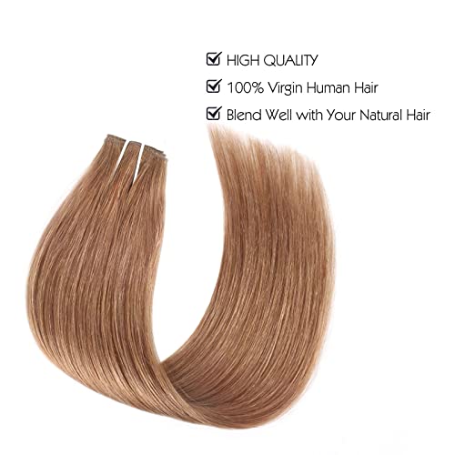 Sassina 14 Inch Transparent Wire Hair Extensions Human Hair with Invisible Miracle Wire Auburn Color #30 90 Gram, 100 Remy Human Hair - Image 2