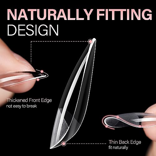 AILLSA 216 Piece Medium Almond Soft Gel Nail Tips Clear Half Matte Acrylic for DIY Manicure - Image 2