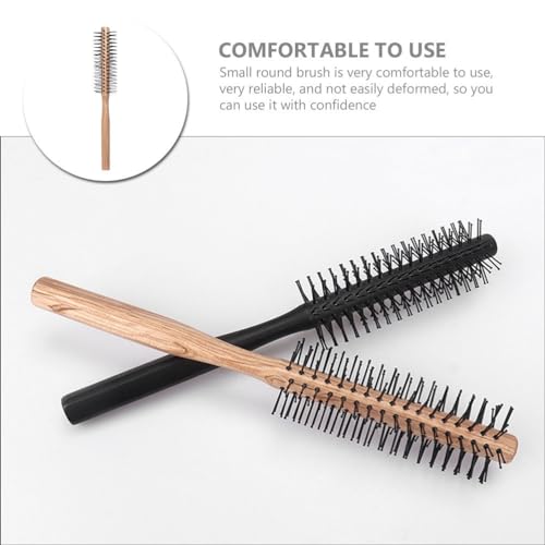 FRCOLOR Small Round Brush Wooden Handle Nylon Bristles Ball-Tipped Pin Tail Comb for Short Hair Styling - Image 4