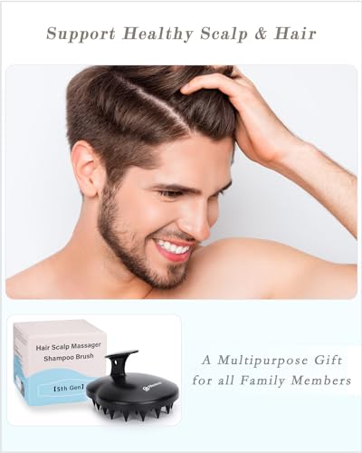 FREATECH 100% Silicone Hair Scalp Massager Shampoo Brush for Scalp Care and Hair Growth, Waterproof Shower Hair Scrubber Scalp Exfoliator for Dandruff and Buildup, Sturdy and Hygienic, Black - Image 7