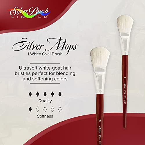 Silver Brush Limited 5519S Silver Mop White Oval Brush, Oil, Acrylic, and Watercolor Brush, Short Handle, Size 1" - Image 2