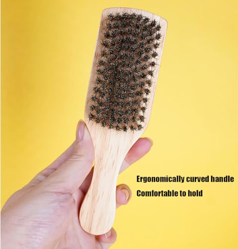 Wooden Boar Bristle Hair Brush and Comb Set, Paddle Boar Hairbrush for Smoothing Fine Thin Hair and Beard, Peach Wood Comb for Detangling, Boar Hair Beard Brush for Men, Make Hair and Beard Shiny Soft - Image 4
