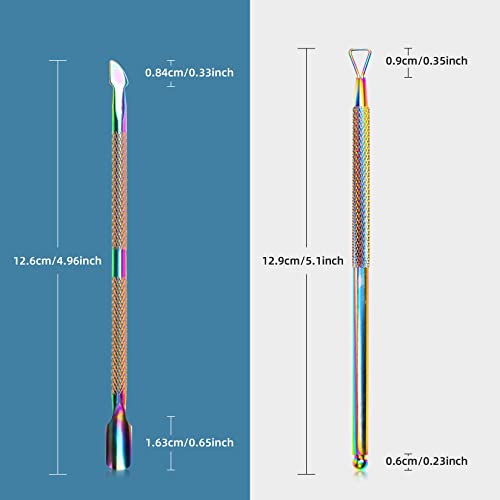 Morovan Cuticle Pusher and Spoon Nail Cleaner Triangle Cuticle Pusher Double Ended Gel Nail Polish Cuticle Remover Tool Stainless Steel Manicure Tools for Fingernails and Toenails - Image 2
