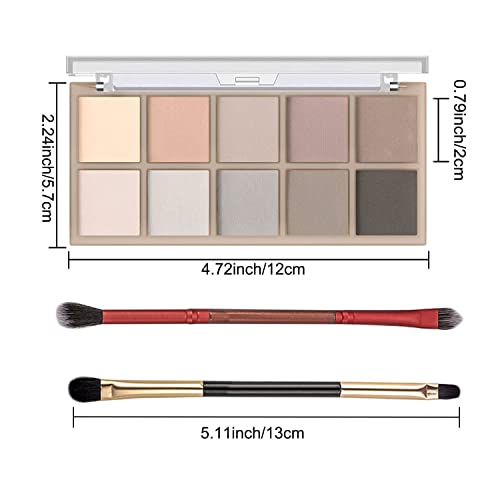 Sweet Mint 10 Colors Eyeshadow Palette, 2Pcs Smooth Matte Eyeshadow Makeup Palette, High Pigmented, Blendable Long Lasting Neutral Eye Palette with Professional Eyeshadow Brush (04and05) - Image 6
