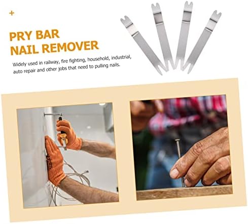 4pcs Stainless Steel Pry Board Car Tool Roof Snake Tool Carpenter Hand Puller Wrecking Bar Nail Remover Carpenter Tools Car Tools Paver Extractor Tool Metal Rubber Buckle - Image 4