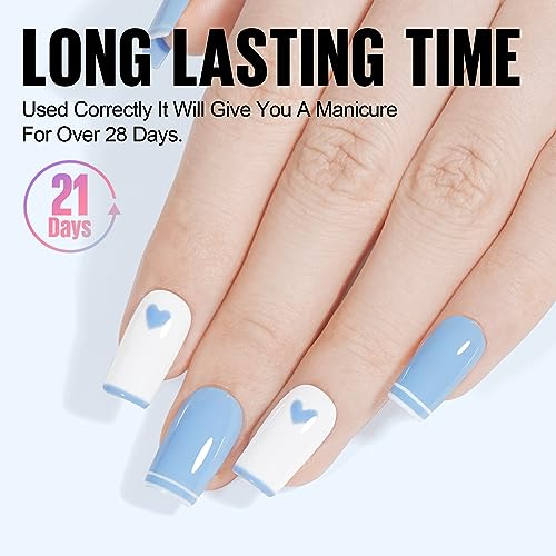 TOMICCA Blue Gel Polish, Sky Blue Gel Nail Polish, UV Light Blue Macarons Nail Polish Fast Dry, Soft Candy Pastel Nail Art French Manicure Salon DIY - Image 5