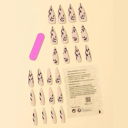Glossy Black Willow Leaf Almond Stiletto Press On Nails 24 Piece Set - Image 9