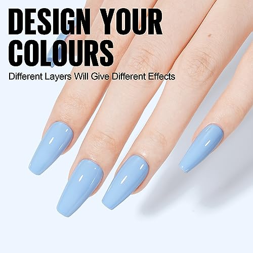 TOMICCA Blue Gel Polish, Sky Blue Gel Nail Polish, UV Light Blue Macarons Nail Polish Fast Dry, Soft Candy Pastel Nail Art French Manicure Salon DIY - Image 7