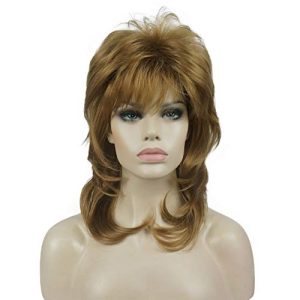 Aimole Shaggy Layered Wig Shoulder Length Women's Wig with Hair Bangs Premium Synthetic Hair Wig for Women (19 Lt Strawberry Blonde)