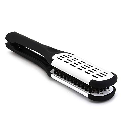 White Double-Sided Boar Bristle Hair Brush Comb with Clamp for Straightening and Styling - Image 2