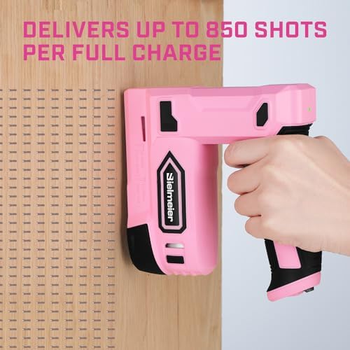 Pink Cordless Staple Gun, 2-in-1 Nail Gun Battery Powered with 2600Pcs Staples and Nails, 4V Brad Nailer Tacker Electric Stapler for Upholstery, Material Repair, Carpentry, Wood, DIY - Image 3