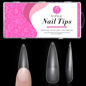 krofaue 240PCS Stiletto Nail Tips - Extra Long Nails 12 Sizes Full Cover Fake Nails XL Stiletto Shape Nail Tips Gel X Nail Tips Full Matte Pointed Press on Nails with Box for Nail Salon DIY