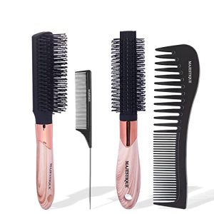 4Pcs Paddle Hair Brush, Detangling Brush and Hair Comb Set for Men and Women, Great On Wet or Dry Hair, No More Tangle Hairbrush for Long Thick Thin Curly Natural Hair Multi-colored