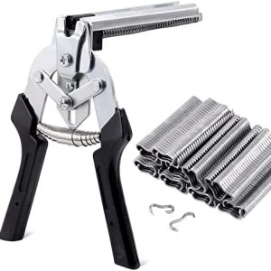 601Pcs Type M Hog Nail Ring Pliers Kit, including Hog Ring Pliers Hand Tools Clamp Upholstery Installation Repair Hand Tools with 600Pcs M Clips Galvanized Steel Nails for Fence Fastening