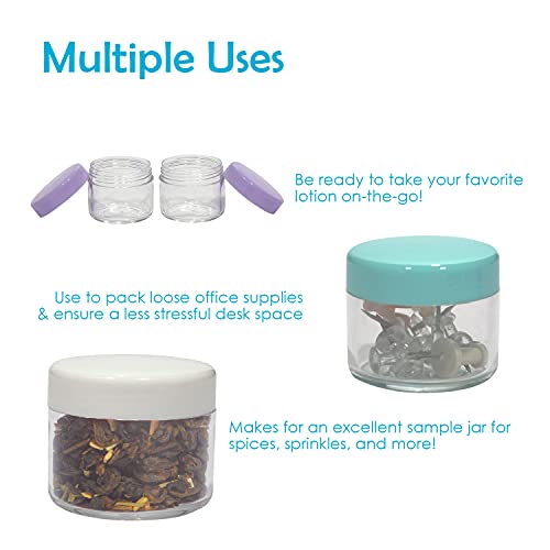 Houseables 20 Gram Jar, 20 ML Jar, 12 pcs, Multicolor, BPA Free, Cosmetic Sample Empty Container, Plastic, Round Pot Screw Cap Lid, Small Tiny 20g Bottle, for Make Up, Eye Shadow, Nails, Powder, Gems - Image 5
