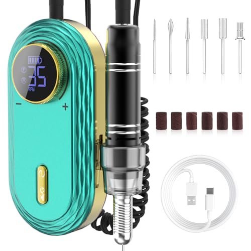 Rechargeable Cordless Electric Nail Drill Set, 35000 RPM, 6 Bits Included, Professional Salon Quality