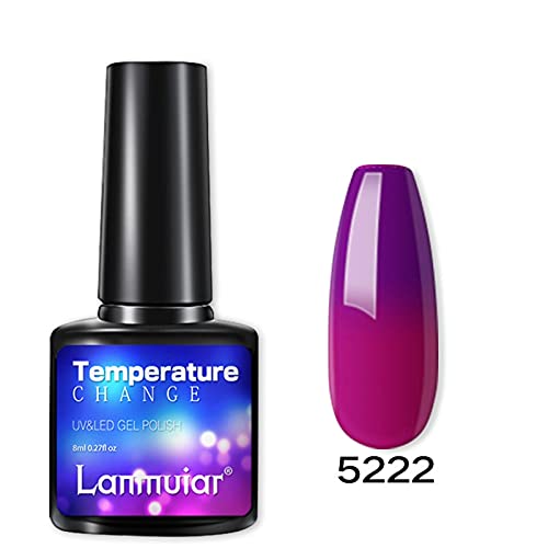 Color Changing Gel Nail Polish - Temperature Mood Changed Glitter Blue Pink Purple Red Orange - Soak Off Nail Art DIY At Home, Nail Art Manicure, Valentines Gifts for Women Girls(Q,One Size) - Image 2