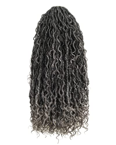 Goddess Faux Locs Crochet Hair for Black Women -14 Inch 6 Packs 144 Strands Ombre Black to Gray and Silver,Pre Looped Synthetic Hair Extensions(14"-6 Packs,T1B/Gray/Silver) - Image 7