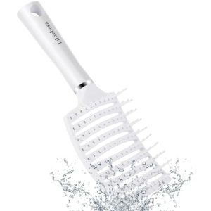 Ergonomic White Detangling Hair Brush for All Hair Types