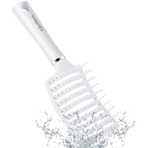 Ergonomic White Detangling Hair Brush for All Hair Types