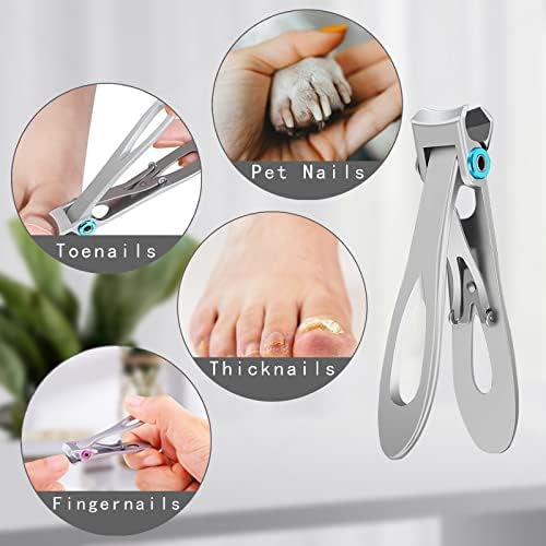 Nail Clippers Set,Toenail Clippers for Thick Nails,Fingernail Clipper for Men Women Silver - Image 4