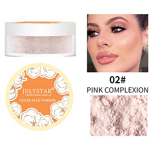 Loose Face Powder, Oil Control Face Pressed Powder,Loose Baking Face Setting Powder Makeup, Natural Matte Smooth Setting Powder Long-lasting Waterproof,8g (02# Pink Complexion) - Image 2