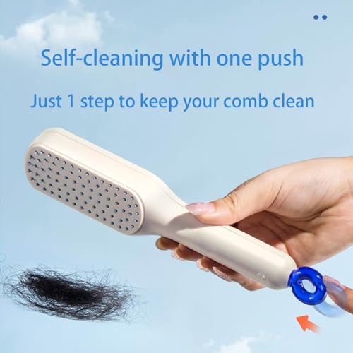 Pink Self-Cleaning Anti-Static Massage Hair Comb for Women Easy Clean Brush - Image 2