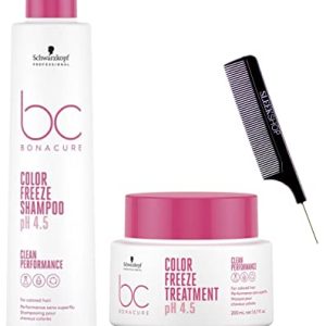 Schwarzkopf BC Bonacure Color Freeze Duo Set Colored Hair Vegan 8.5oz Shampoo 6.7oz Treatment with Comb