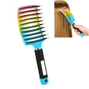 Detangling Brush, Detangler Hair Brush, Curved Vented Detangling Hair Brushes for Women Men & Kids’ Wet & Dry Hair, Long, Thick, Thin, Curly & Tangled Hair (Dazzling Color)