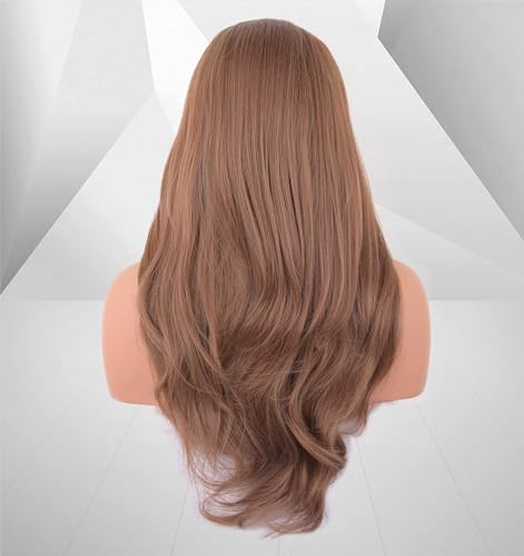 22 Inch Brown Ombre Wavy Synthetic Lace Front Wig for Afros, Middle Part - Image 5