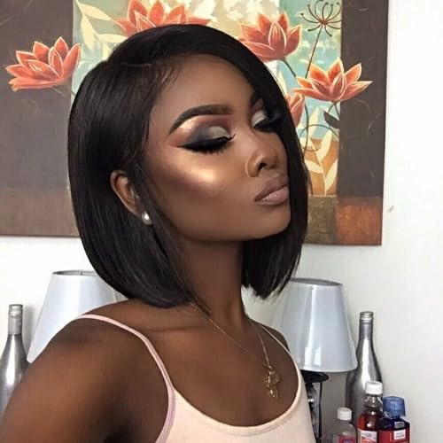 Wear And Go Glueless U Part Human Hair Wigs for Black Women Brazilian Remy Straight Short Bob Human Hair Half Wig (16 Inch) - Image 6