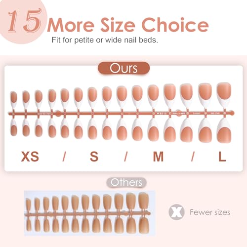 Canvalite French Tip Press on Nails Gel Nail Tips - 300Pcs Pre-Colored Quick and Easy Press on Nails Almond Fake Nails with Designs DIY Nail Extensions, Nude White - Image 6